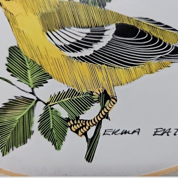 Vintage Erma Eaton Scratchboard Goldfinch Ohio Artist Butler Institute Award - Picture 8 of 8